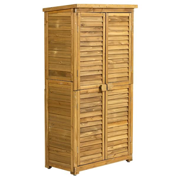2.85 ft. W x 1.54 ft. D Wood Shed with Lockable Door, Waterproof Roof and 2 Removable Shelves in Natural (4.40 sq. ft. )