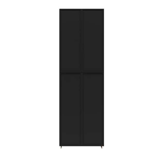 Slim Shaker Assembled 24 in. W x 96 in. H x 27 in. D Pantry Kitchen Cabinet in Black