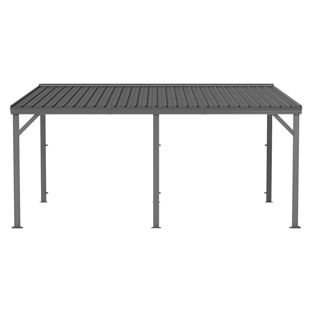 10x16 FT Wall Mounted Hardtop Gazebo Expandable Lean to with Gutters Galvanized Steel Roo Grey price history on PriceWatchPro