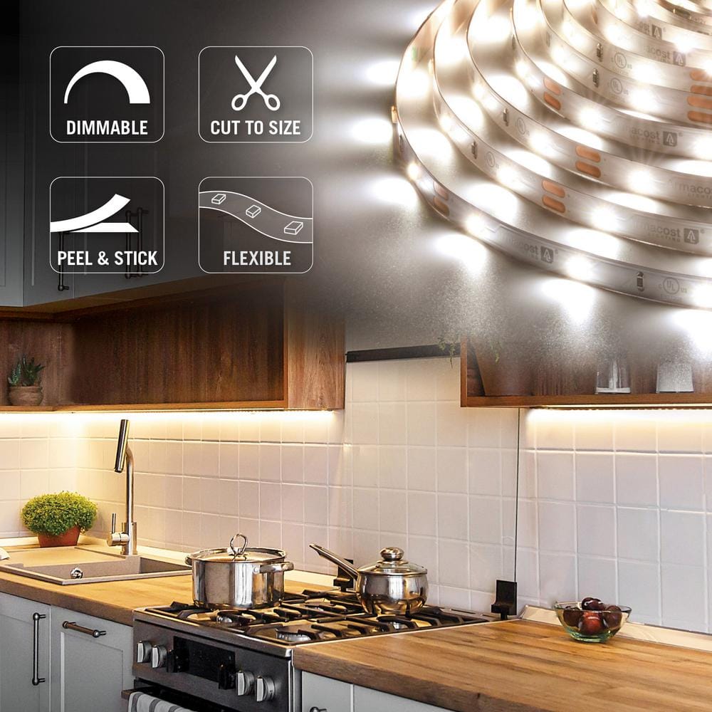 32.8 ft Warm White LED Tape Light with Adhesive Backing