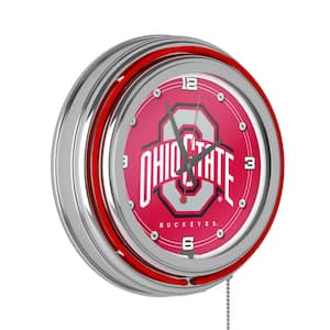 The Ohio State University Red Logo Lighted Analog Neon Clock