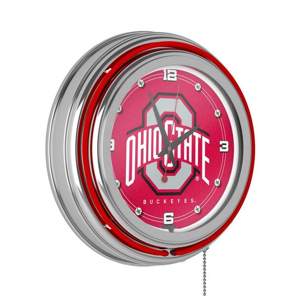The Ohio State University Red Logo Lighted Analog Neon Clock 