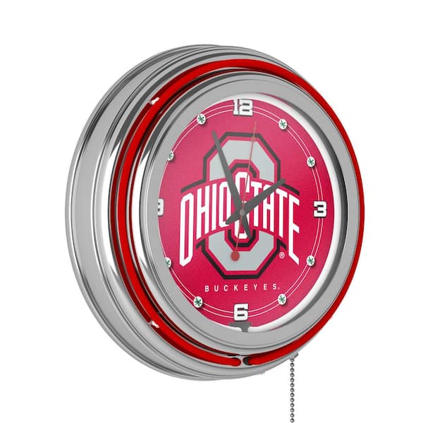 Unbranded The Ohio State University Red Logo Lighted Analog Neon Clock