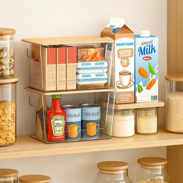 Afoxsos Clear 12in x 7in Acrylic Stackable Pantry Organizer with