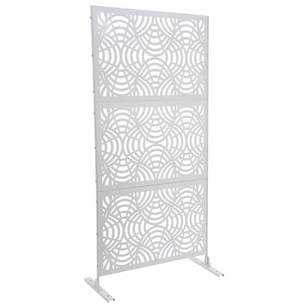 6.2 ft. x 2.9 ft. White Steel Privacy Fence Screen Outdoor/Indoor Decorative Privacy Panel Divider for Balcony Garden