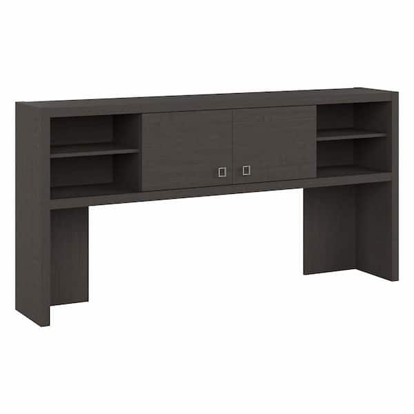 Bush Furniture Echo 71.22 in. Charcoal Maple Computer Desk Hutch with Shelves