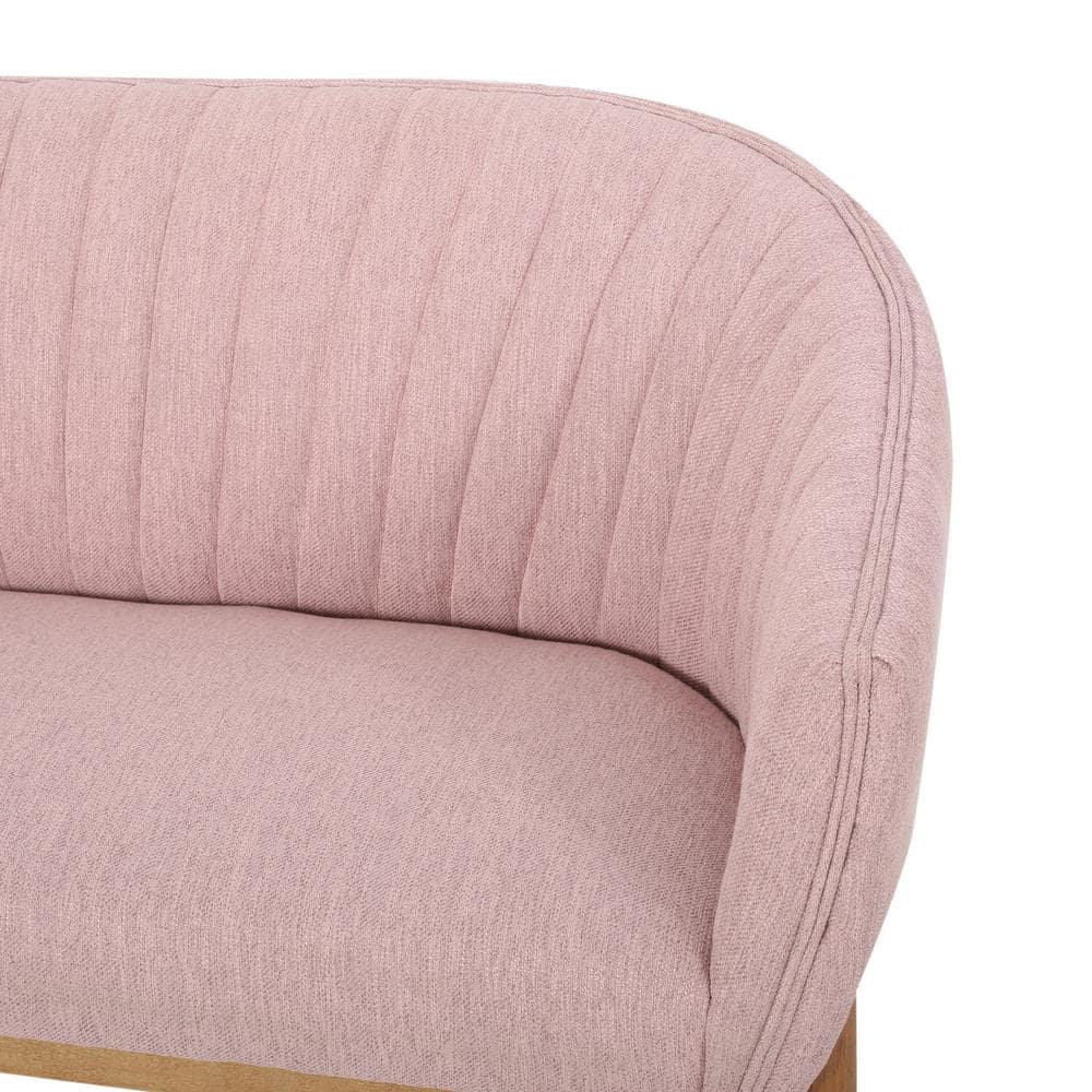 Mid-Century Tufted Fabric Loveseat with Curved Backrest, Brown