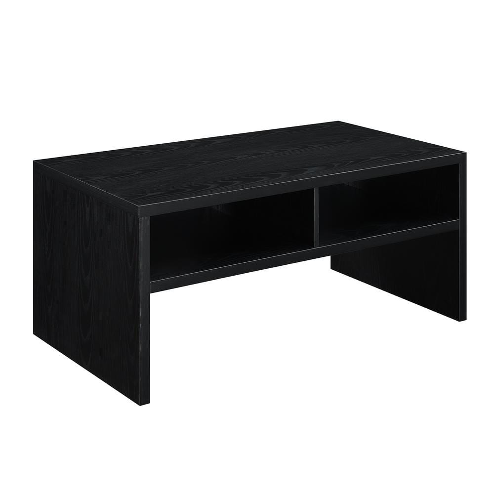 Modern Black Rectangular Coffee Table with Shelving, 40 in