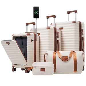 Merax 5 Bags 5-Piece Pink Expandable ABS Hardside Luggage Set with