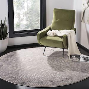 Meadow Taupe/Gray 7 ft. x 7 ft. Geometric Abstract Round Area Rug