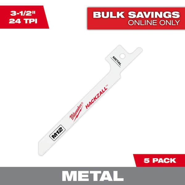 Milwaukee 3-1/2 in. 12 TPI Hackzall Metal Cutting HACKZALL Reciprocating Saw Blades (5-Pack)