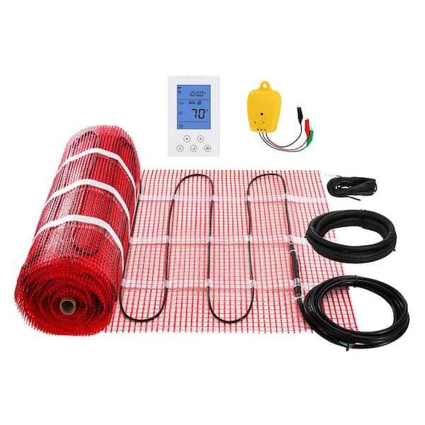SKYSHALO Floor Heating Mat, 100Sq. ft., Digital Floor Sensing Thermostat, 14℉-113℉ Electric Radiant Floor Heated Warm System