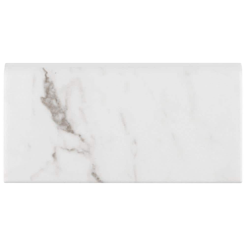 Classico Carrara Matte Bullnose 3 in. x 6 in. Satin Ceramic Wall Tile Trim price history on PriceWatchPro