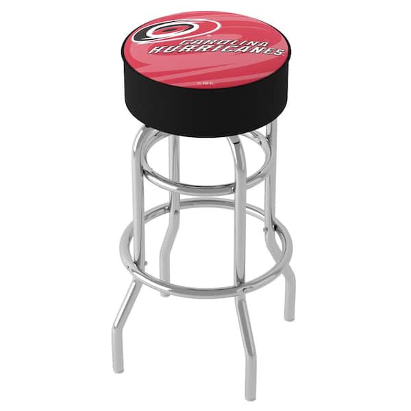 Unbranded Carolina Hurricanes Watermark 31 in. Red Backless Metal Bar Stool with Vinyl Seat