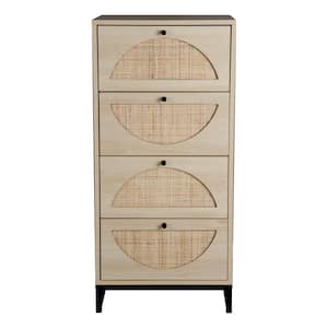 18.90 in. W x 15.75 in. D x 40.75 in. H Natural Brown Linen Cabinet with 4 Drawers