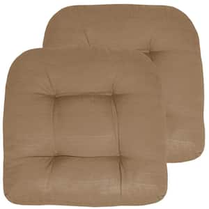 19 in. x 19 in. x 5 in. Solid Tufted Indoor/Outdoor Chair Cushion U-Shaped in Taupe (2-Pack)