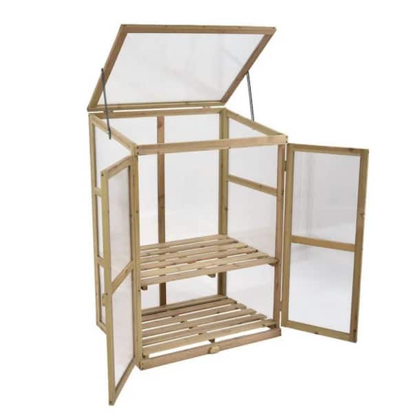 Width ft. in. x 22 Depth ft. in. x 30 Height ft. in. x 43 Brown Color Garden Portable Wooden Greenhouse