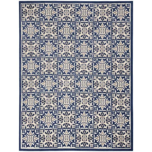 Aloha Blue 8 ft. x 11 ft. Geometric Contemporary Area Rug
