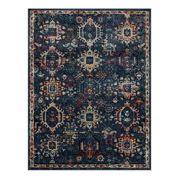 Home Decorators Collection Medallion Blue 5 ft. 3 in. x 7 ft. Indoor Area Rug