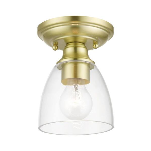 Livex Lighting Montgomery 5.375 in. 1-Light Satin Brass Petite Semi-Flush  Mount with Clear Glass 46331-12 - The Home Depot