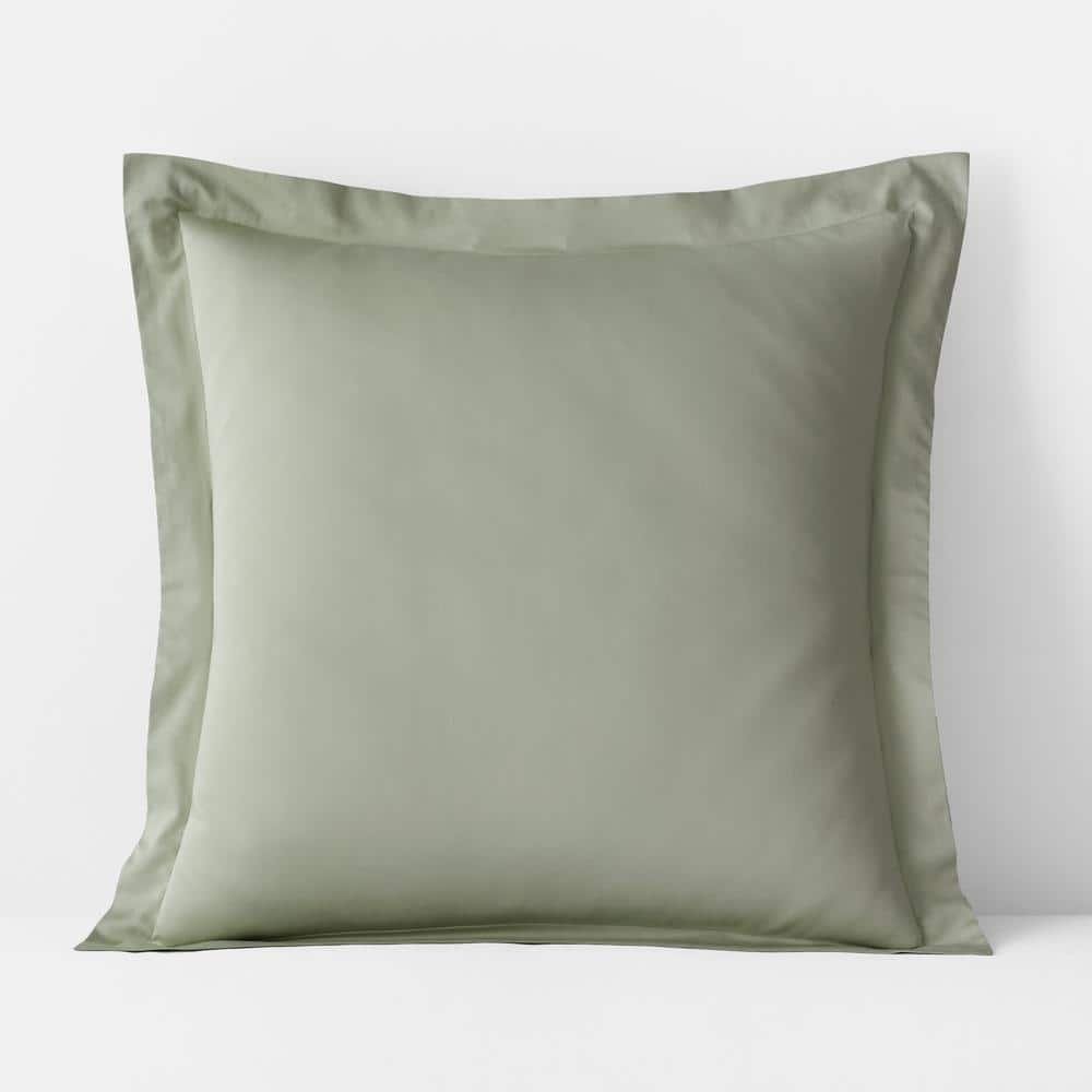 The Company Store Tarragon Solid 300-Thread Count Rayon Made From Bamboo Cotton Sateen Euro Sham