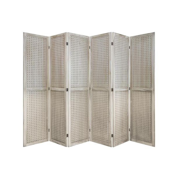 5.6 ft. Natural Wood Folding Privacy Screen Room Separator Free Standing Wall Dividers Privacy Screens (6-Panel)