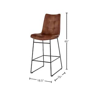 Ivers Stitched Faux Leather Upholstered Bar Stool with Back