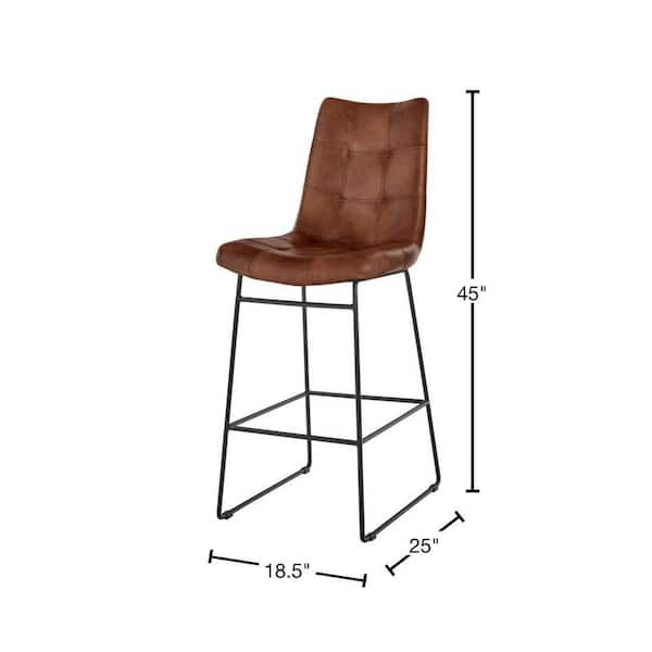 Ivers Stitched Faux Leather Upholstered Bar Stool with Back