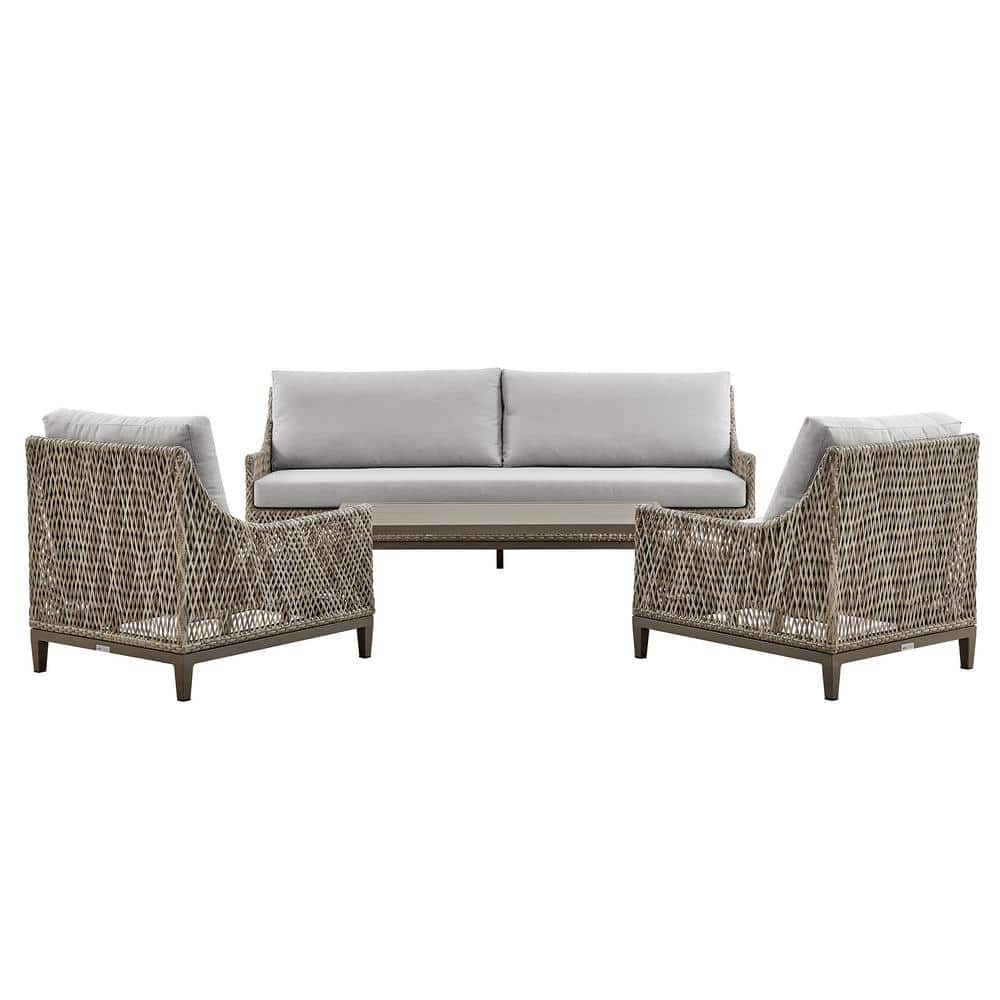 Silvana Gray 4-Piece Aluminum Patio Conversation Set with Gray Cushions