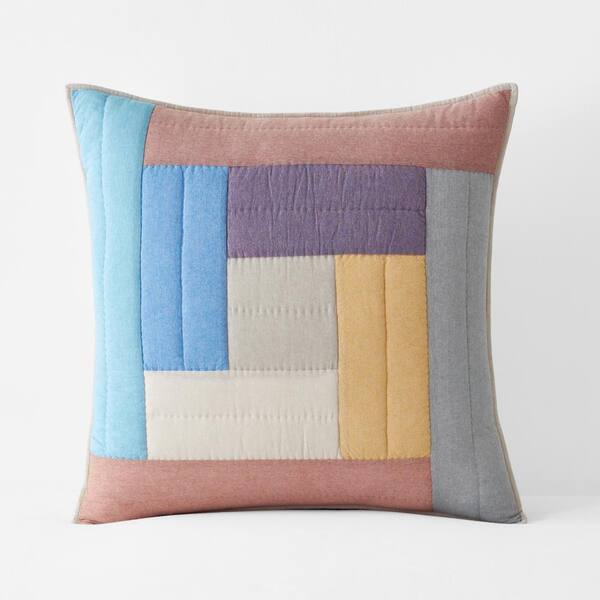 The Company Store Chambray Chevron Quilted Multi Cotton Euro Sham