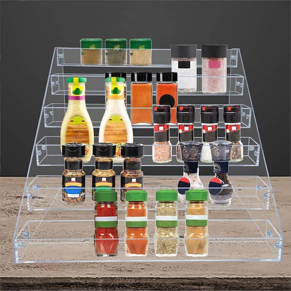 12.2 in. 6 Tier Acrylic Vertical Shelves Spice Rack in Clear