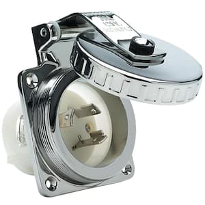 Stainless Steel 30 Amp 125-Volt Shore Power Inlet, Hardware Included