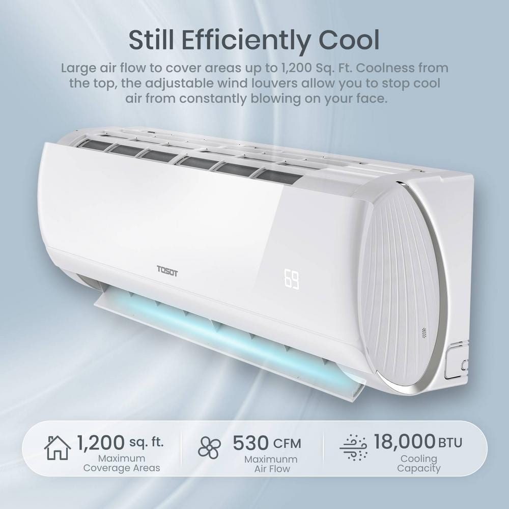 Tosot TOSOT 18,000 BTU Wi-Fi Connected Mini-Split Air Conditioner with Heater, Compatible with Alexa