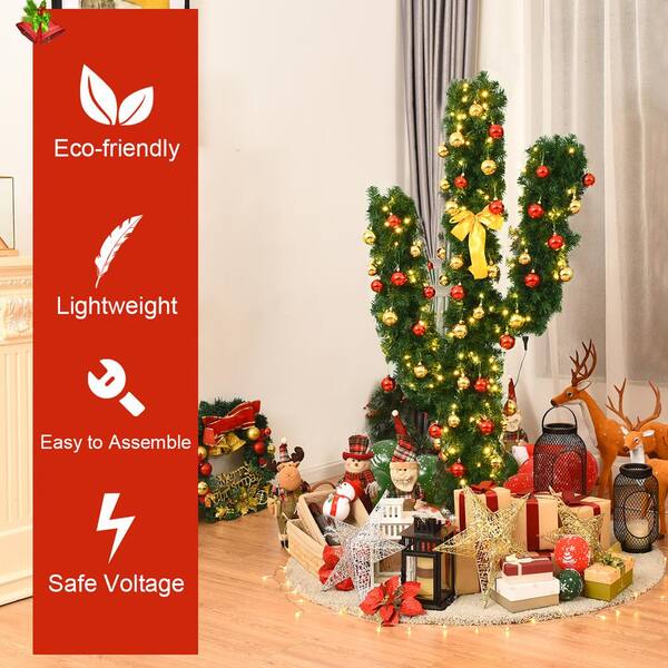 Costway 5 ft. Pre-Lit Cactus Artificial Christmas Tree with