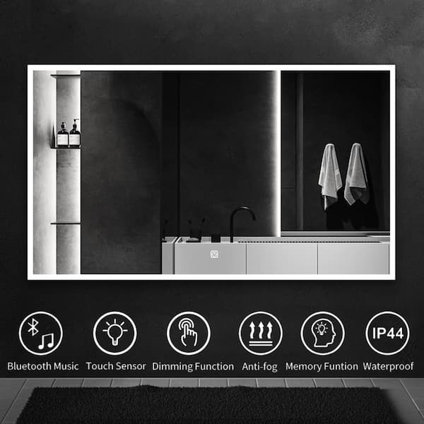 24 in. W x 32 in. H Rectangular Frameless LED Wall Mount Anti-Fog Modern  Decorative Bathroom Vanity Mirror 2023-1-7-5 - The Home Depot