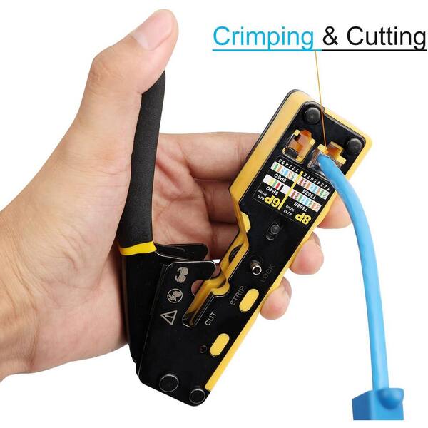 Lukyamzn Pass Through RJ45 Crimp Tool Kit Ethernet Crimper CAT5 
