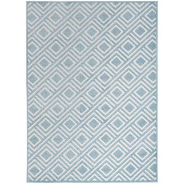 Nourison Casual Blue 4 ft. x 6 ft. Checker Contemporary Area Rug