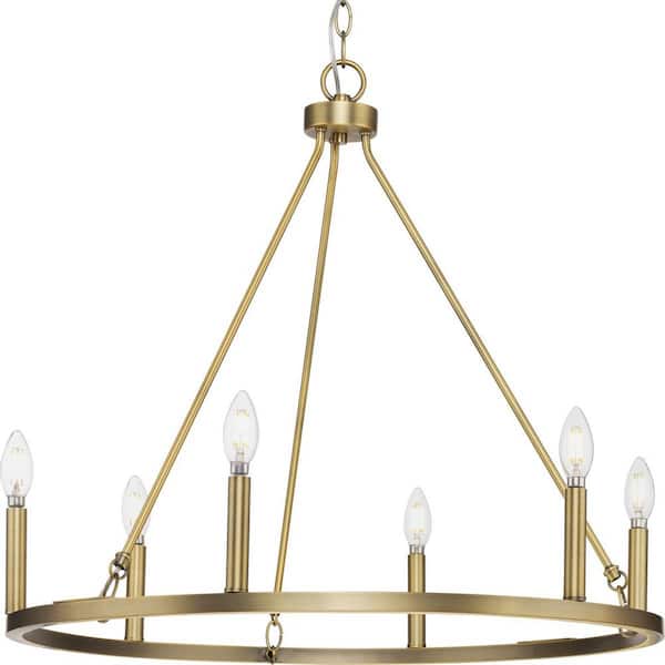 Gilliam 6-Light Vintage Brass Chandelier