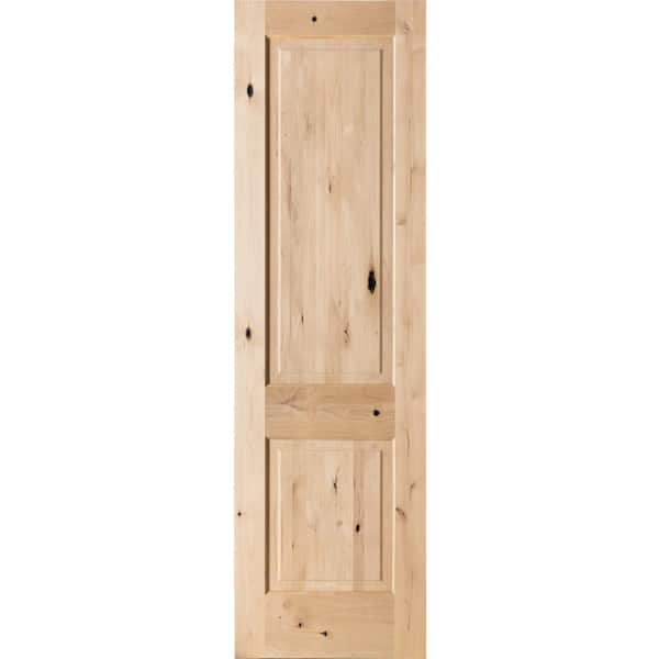 Krosswood Doors 28 in. x 96 in. Rustic Knotty Alder 2-Panel Square Top Solid Wood Stainable Interior Door Slab