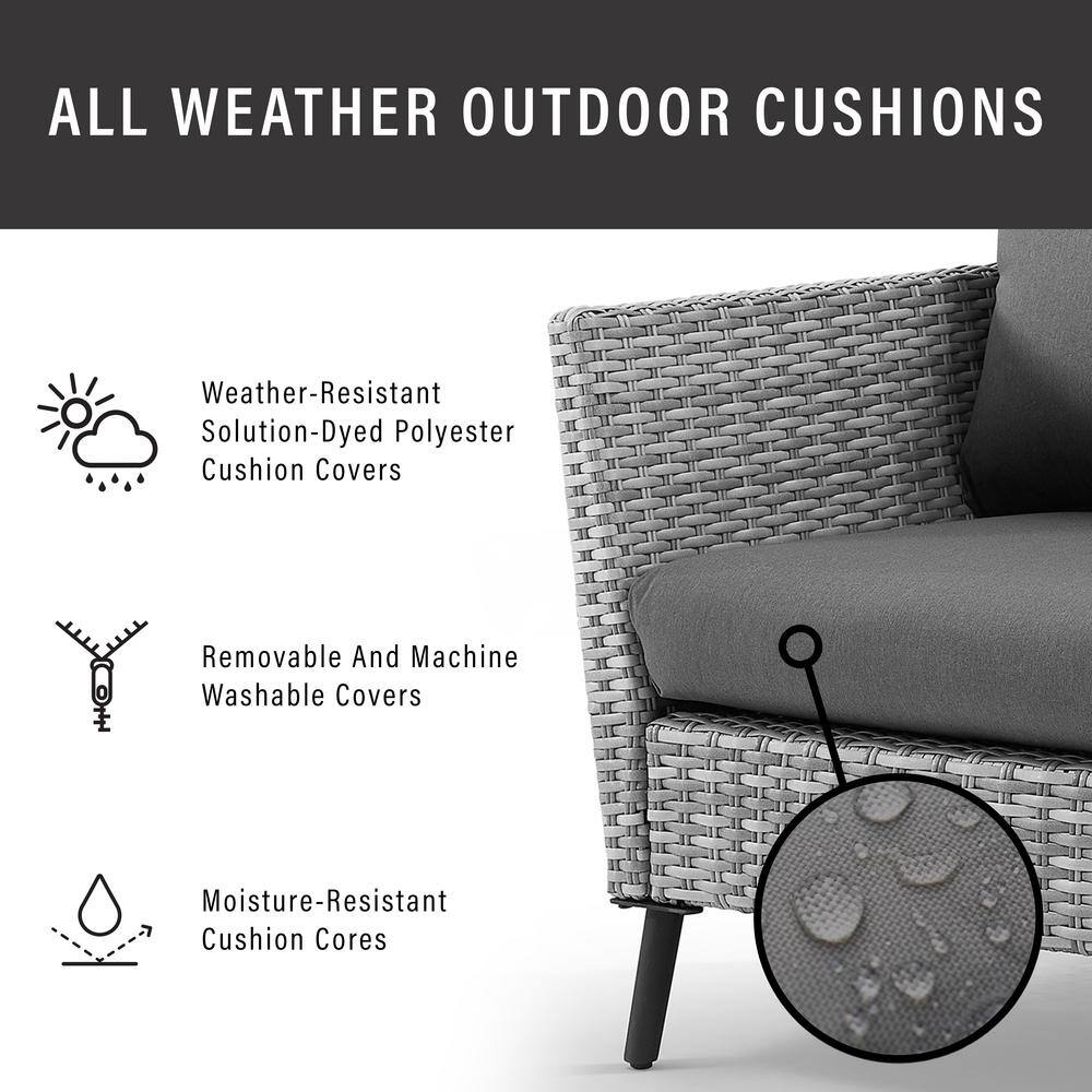Gray Wicker 2-Piece Outdoor Loveseat and Coffee Table Set
