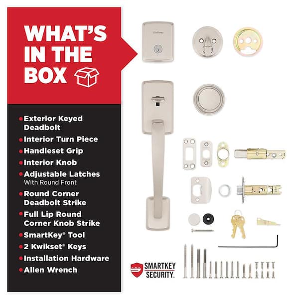Kwikset Brentford Satin Nickel Single Cylinder Door Handleset with