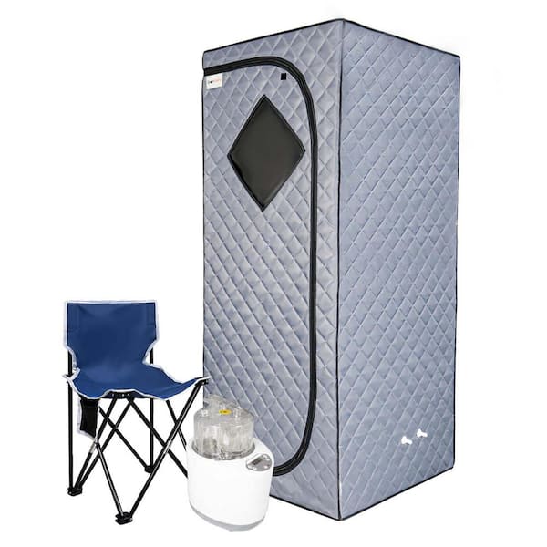 Unbranded 1-Person Gray Portable Steam Sauna With Folding Chair