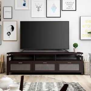 Chence 71 in. Espresso Particle Board TV Stand Fits TVs Up to 80 in. with Storage Doors