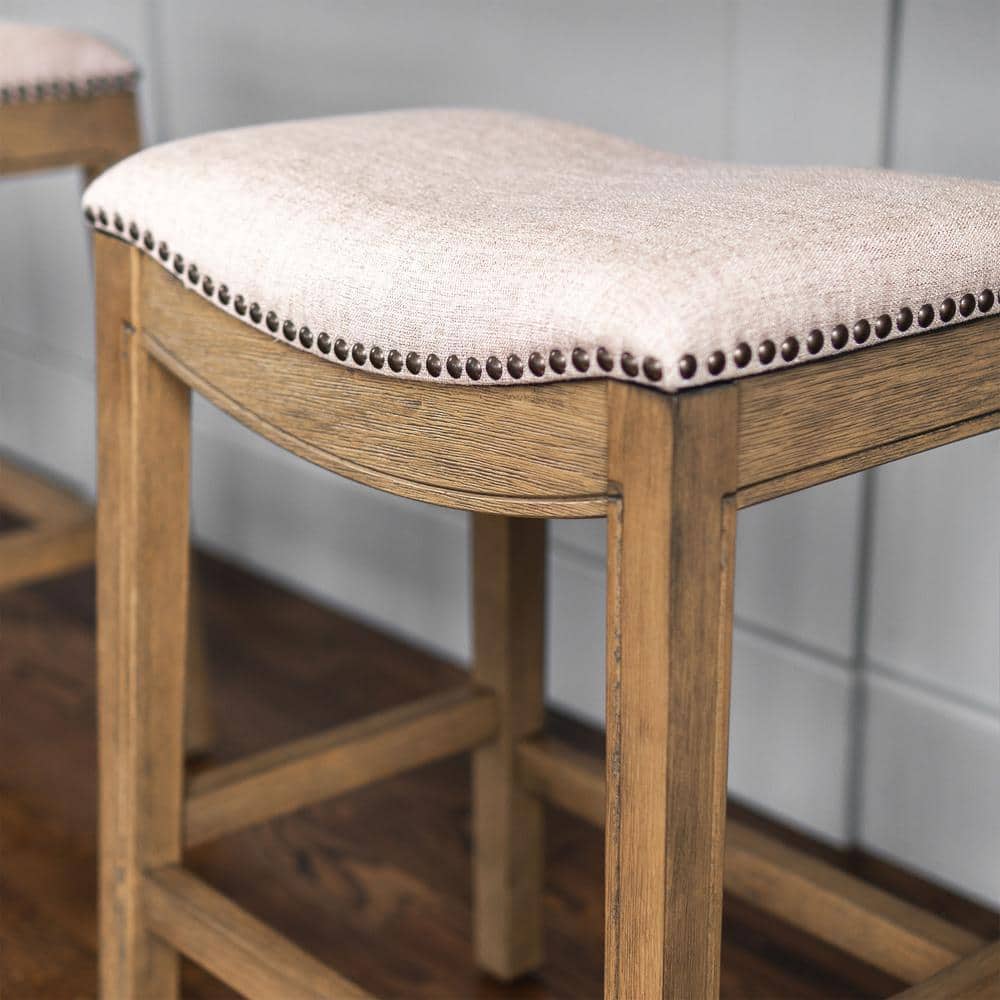 Adrien Brown Backless Saddle Wood Counter Stool