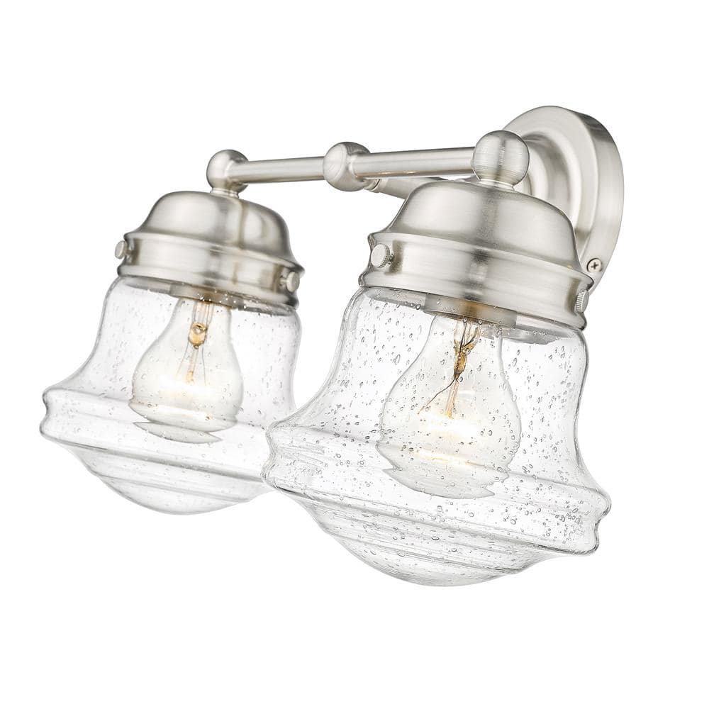 Vaughn Brushed Nickel 15.5" Industrial Schoolhouse Vanity Light