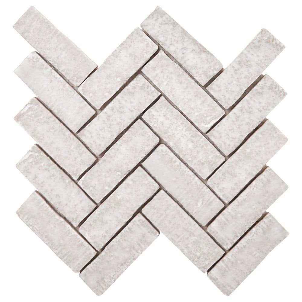 Ivy Hill Tile Creston Chalk White 4 in. x 0.39 in. Herringbone