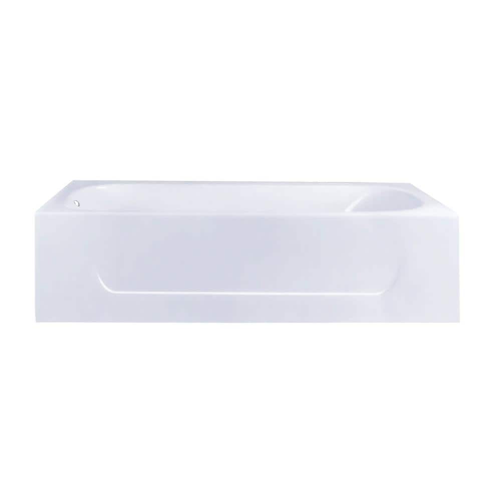 60 in. Cast Iron Left Drain Rectangular Alcove Soaking Bathtub in White