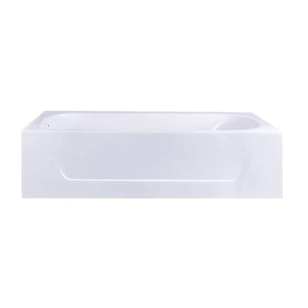 Aqua Eden 60 in. Cast Iron Left Drain Rectangular Alcove Soaking Bathtub in White