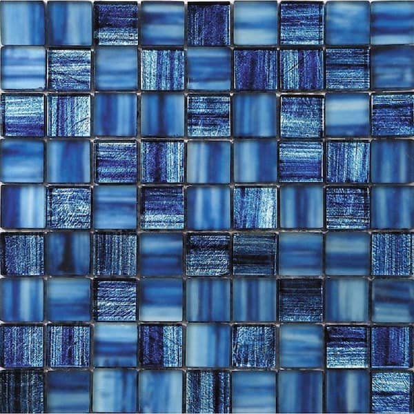 Apollo Tile Blue 11.3 in. x 11.3 in. Polished and Matte Finished Glass Mosaic Tile (4.43 sq. ft./Case)