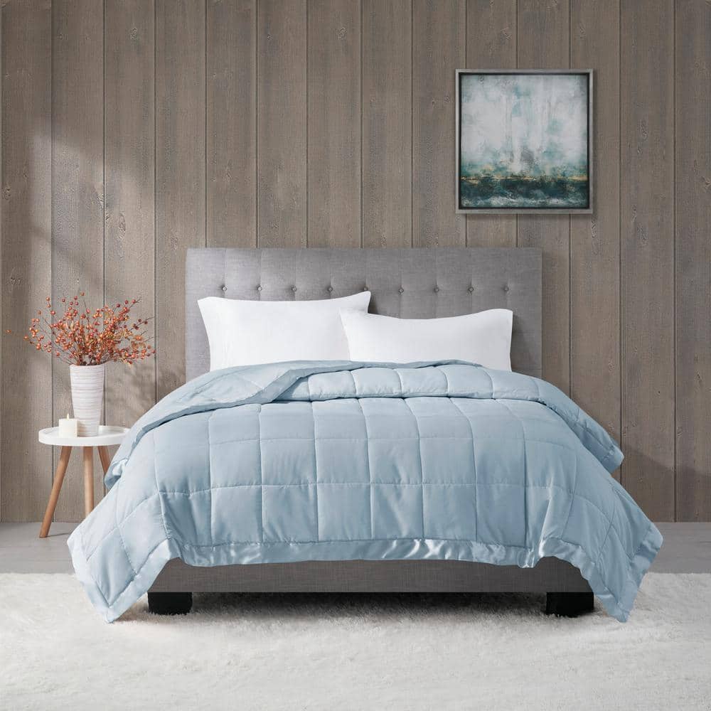 King Blue Satin Trim Down Alternative Blanket